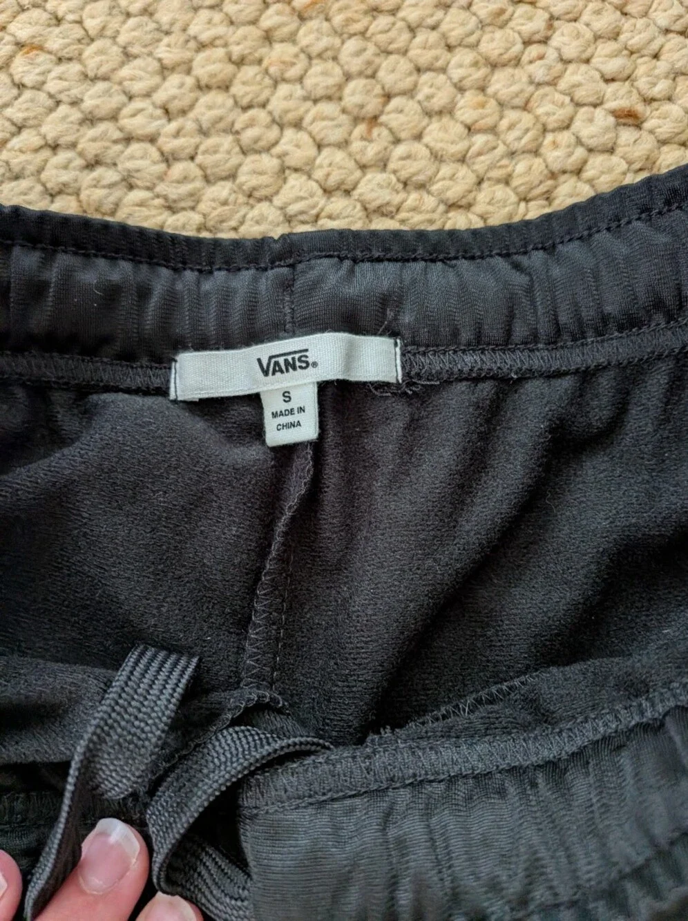 NWOT Vans Black Track Pants with Black-and-White Checker Side Stripe - Small